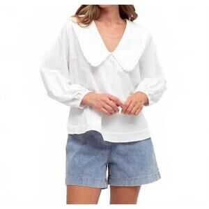 NEW STELLINO maeve long sleeve blouse in white